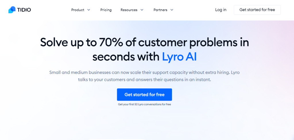 ai for small businesses:  Lyro by Tidio 