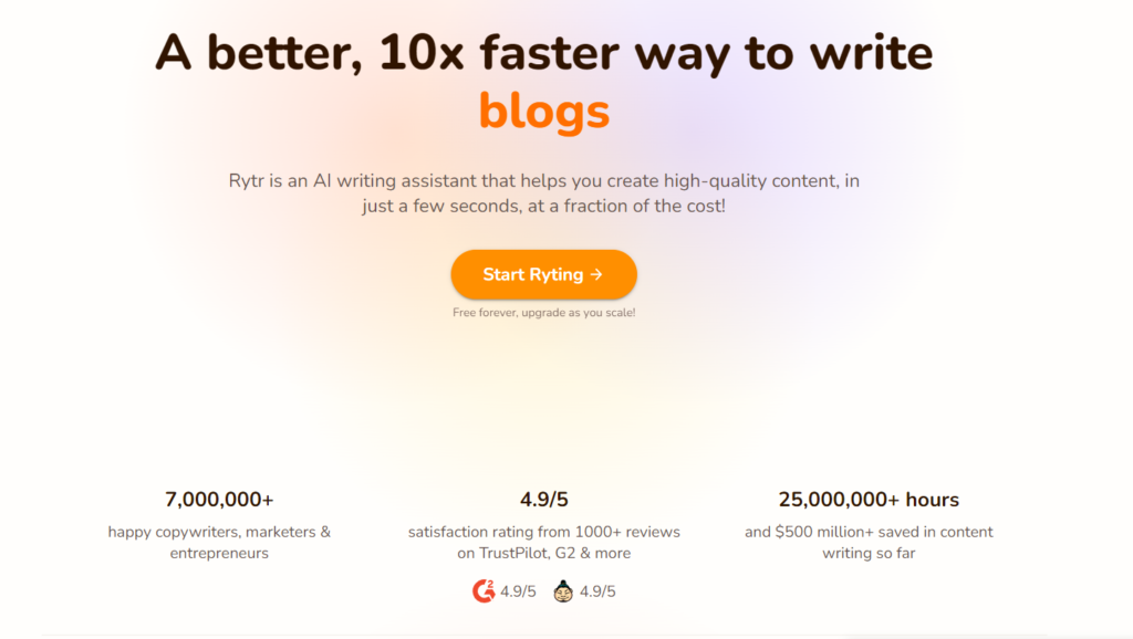 best ai content writing tools : Rytr