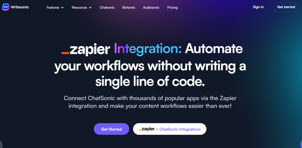 zapier integration with writesonic