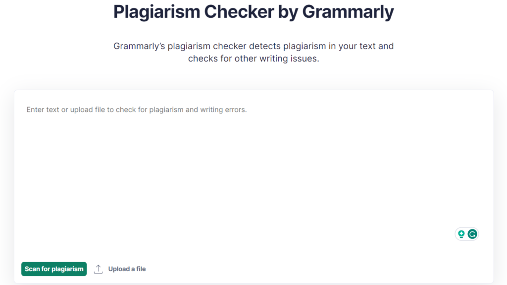 Grammarly Plagiarism checker interface